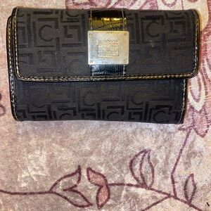 Liz Claiborne Black Leather with Silver Plaque